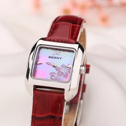 Reloj de pulsera de cuarzo para mujer, cronógrafo pequeño con esfera de flores, correa de cuero, resistente al agua, estilo Vintage de lujo