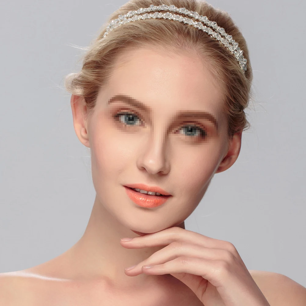 

Wedding Headband Rhinestone Bands Ladies Hairband Woman Hoop Bridal Accessories Prom Crystal Clear Silver Plated Adjustable