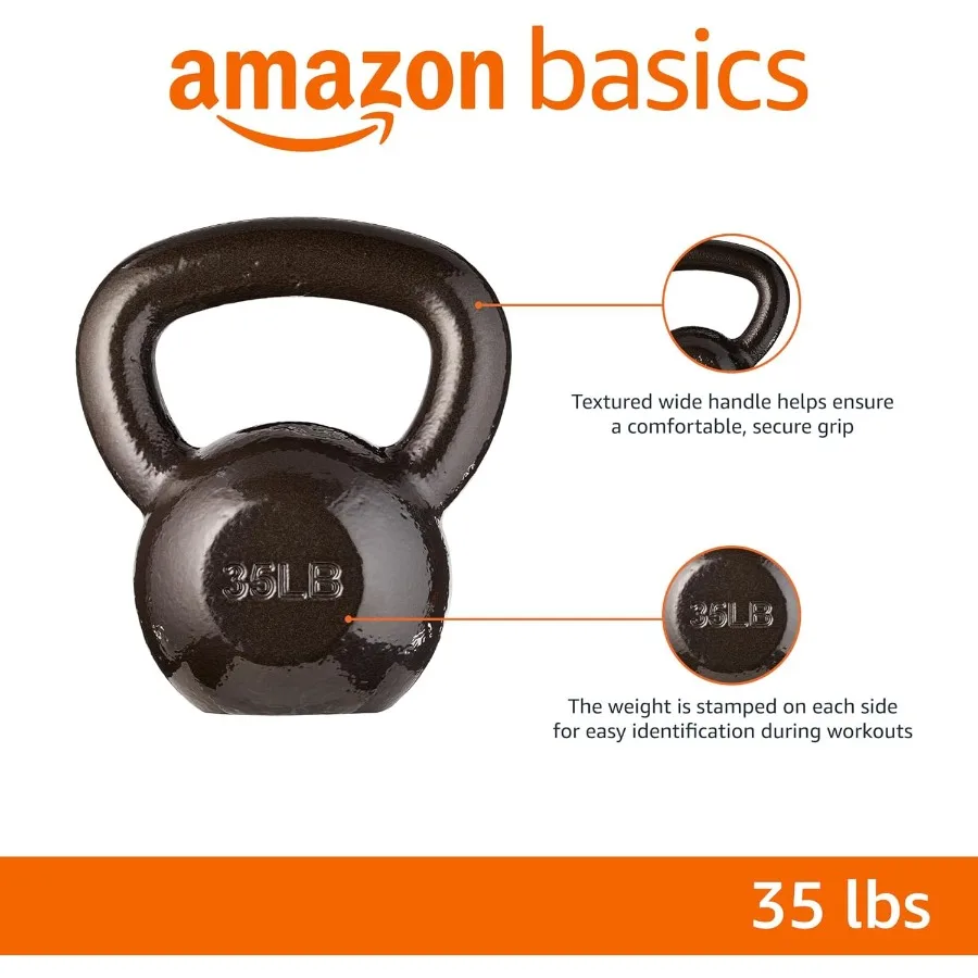 Basics Cast Iron Kettlebell for Home Workouts and Strength Training Durable Ergonomic Design with Smooth Finish for Effective