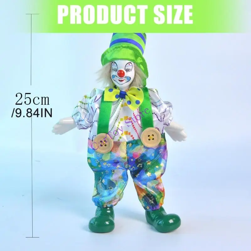 

Elegant Ceramic Doll Poseable Clown Figurine Statue For Tabletop Shelf Decoration Halloween Carnivals Ornament