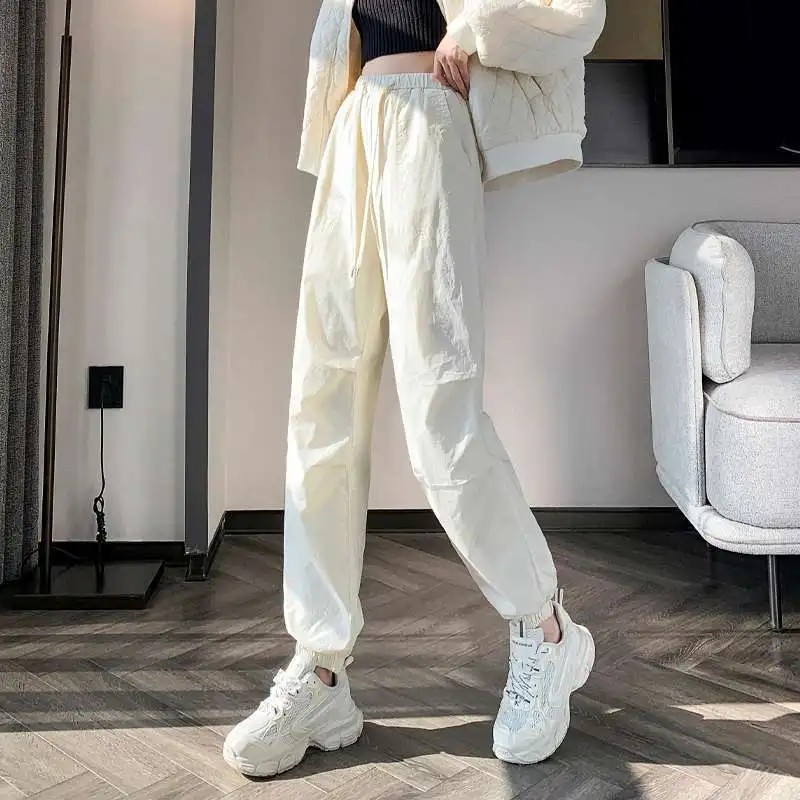 Women White Duck Down Pants Winter  New Fleece Lined Thickened Thermal Trousers with Cuffs Woman pantalon mujer elegante PT-612