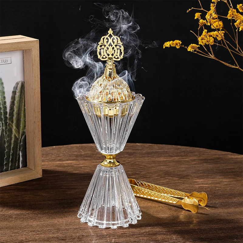 Arabian Style Incense Holder Stand Crystal Glass Bouquet Incense Burner Arab Style Home Office Decor Aroma Stove