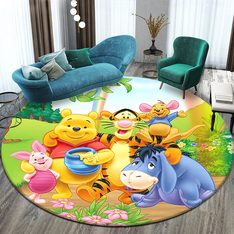 Cartoon Winnie the Pooh Bear Printed Pattern Circular Carpet,Bedroom decorative Rug,Use non-slip floor in living room door mat.