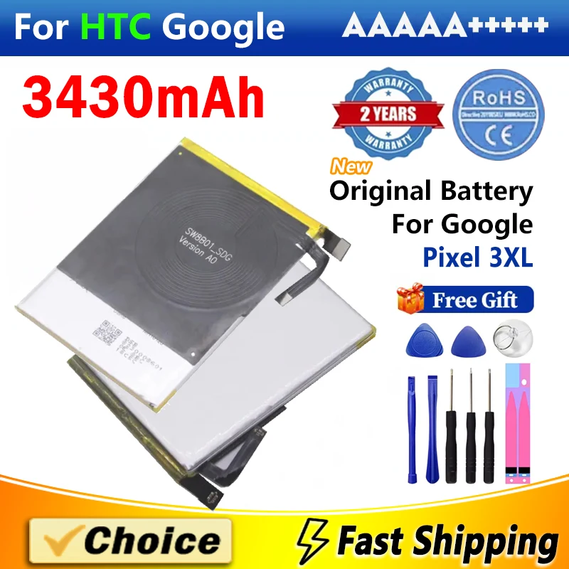 

1Pc 3430mAh Original NFC Battery For HTC Google Pixel 3 XL 3XL,G013C-B AAA+ Brand New Replacement Phone Lithium Battery+Tools