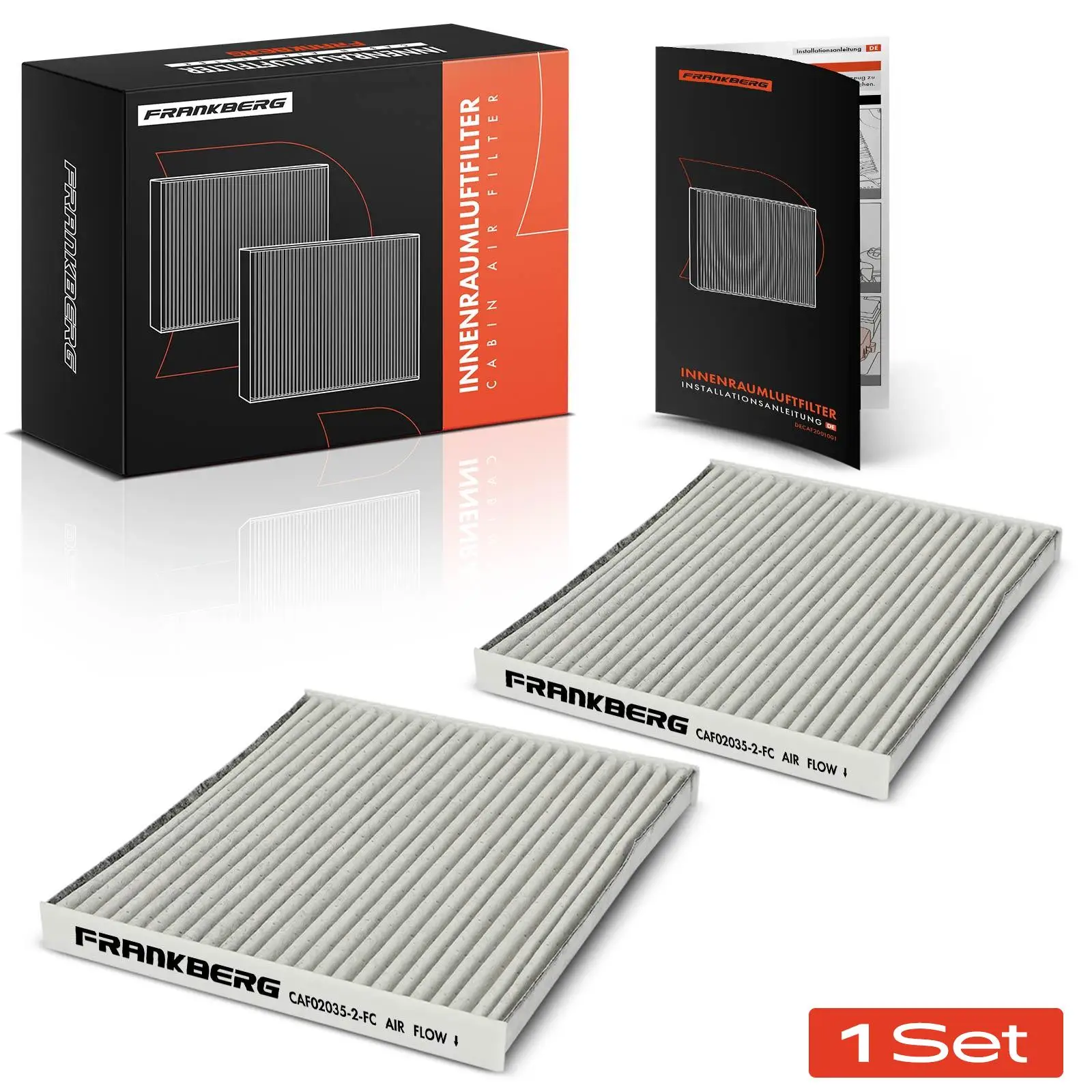 Frankberg 2x Cabinefilter Actieve Kool voor Toyota Avensis Saloon Corolla Estate T25 K1123A CUK2035 08974-00850 371 509