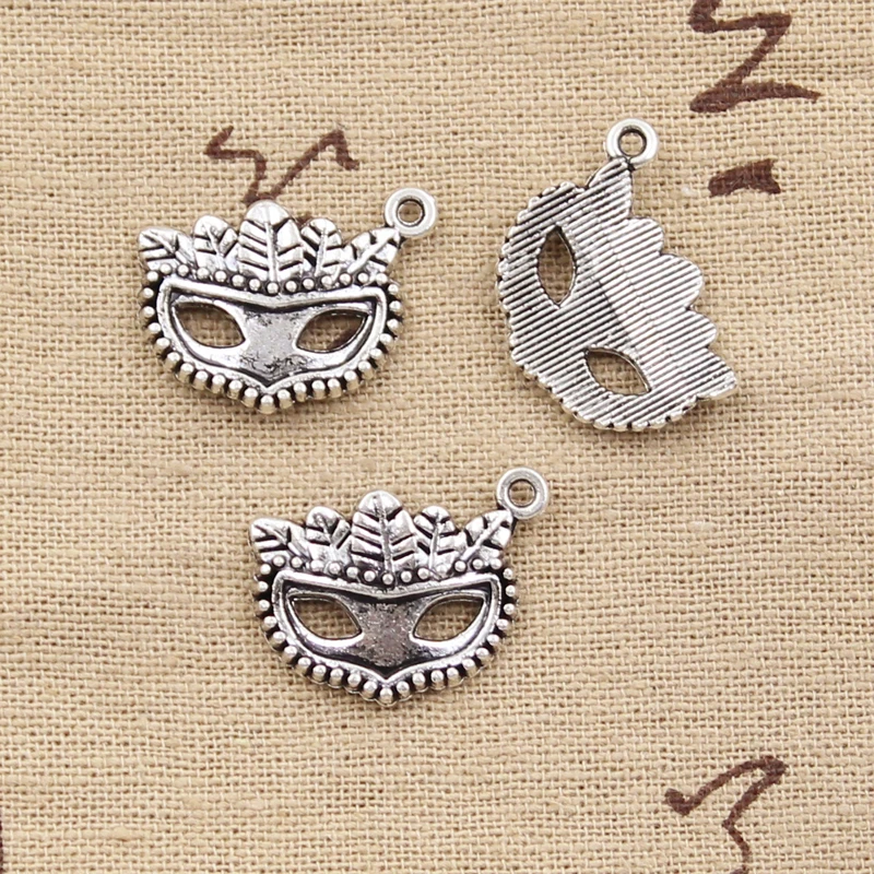 Charms Cry Laugh Mask PROM Mask Antique Silver Color Pendants DIY Crafts Making Findings Handmade Tibetan Jewelry view 5