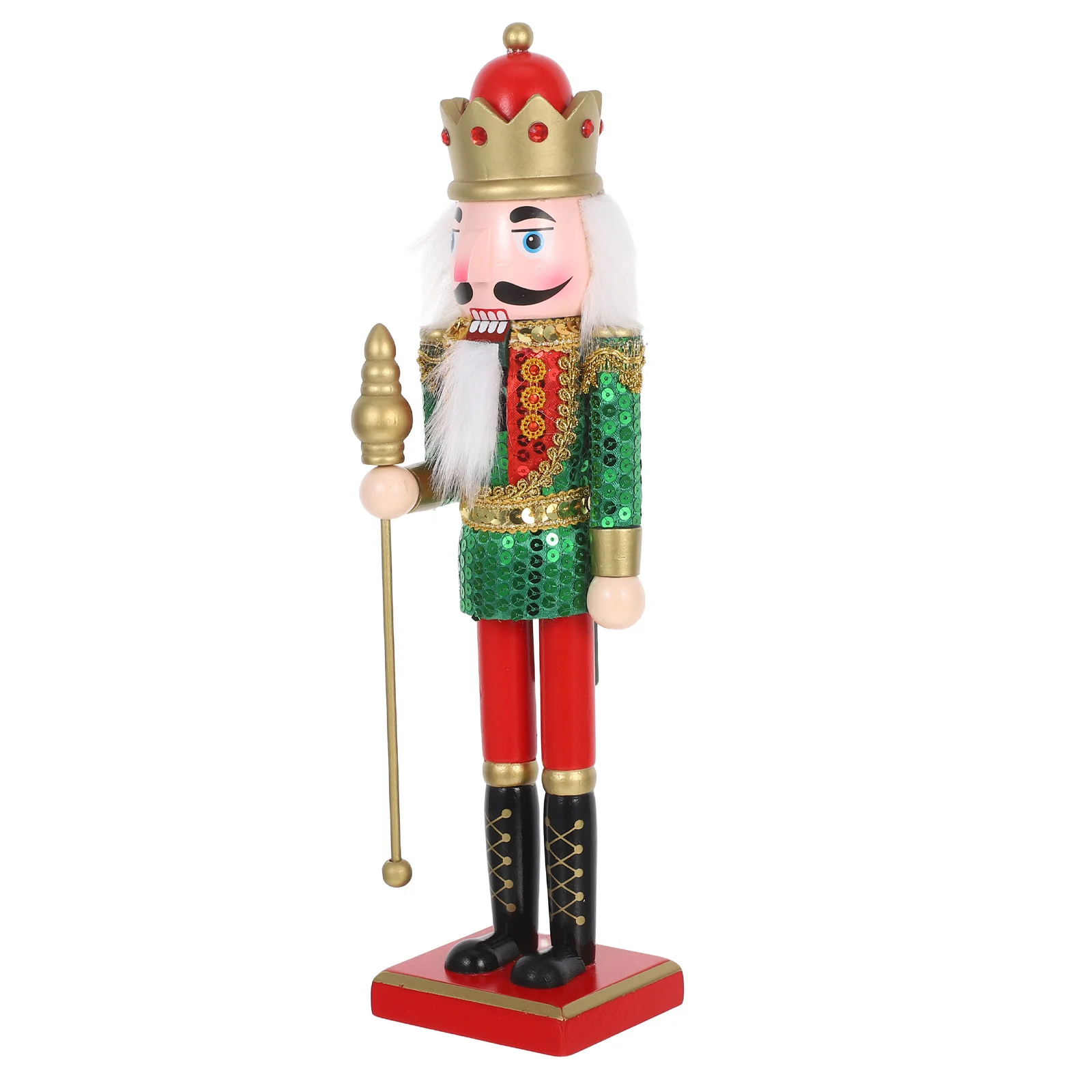 

Christmas Nutcracker Walnut Soldier Statuette Figure Green Tree Hanging Ornament