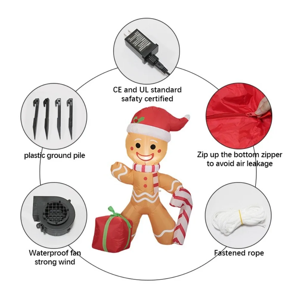 Christmas Gift Gingerbread Man Inflatable Model Dinner Party Venue Layout Decoration Festival Shopping Mall Candy Cane Ornament