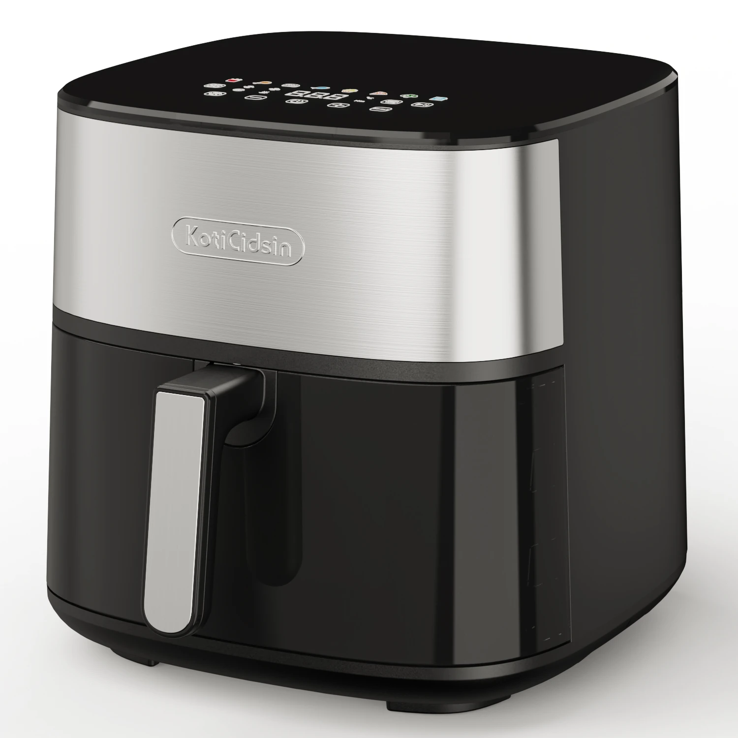 KotiCidsin luchtfriteuse 2000 W, Airfryer 9 L, 8 voorgeprogrammeerde menu's en handmatige modus, LED-touchscreen, zwart