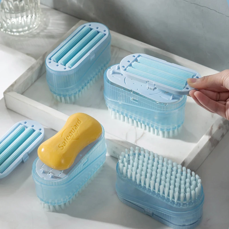 Multifunctional Soap Box Roller Brush Type Soap Dish Holder Household Bathroom Laundry Soap Drain Box Non-slip Foam Bubbler