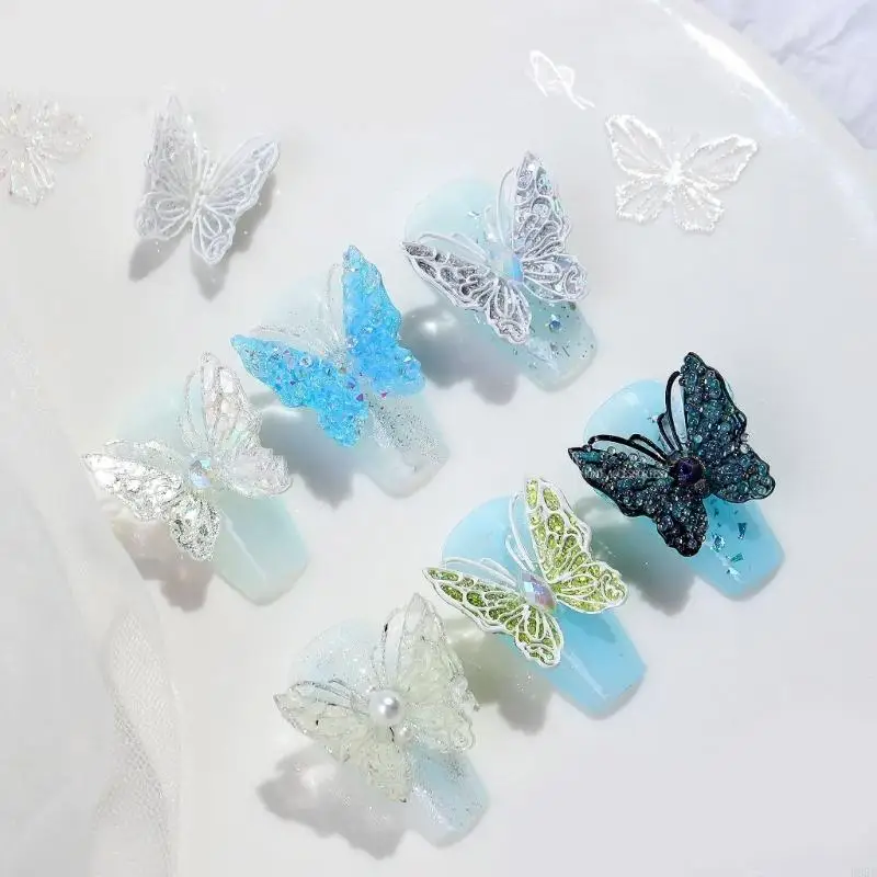 3D Berbagai Ukuran Kupu -kupu Stempel Stensil Stensil UV Gel Polandia Manicure Cetakan B95B