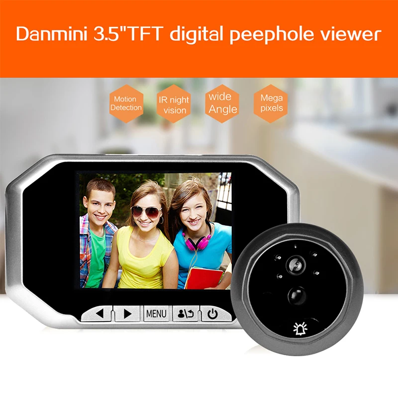 

Данмини Q7 145 ° Беспроводная камера-глазок для двери с PIR-датчиком, 1 МП, видеодомофон, камера безопасности, монитор для дверного глазка