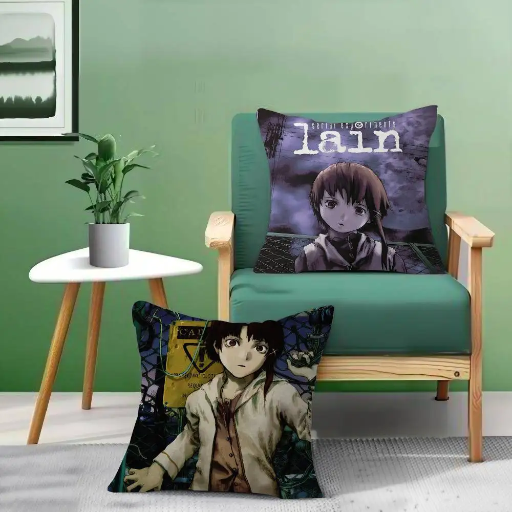 serial experiments lain  Pillow Gift Home Office Decoration Bedroom Sofa Car Cushion Cover case 45x45