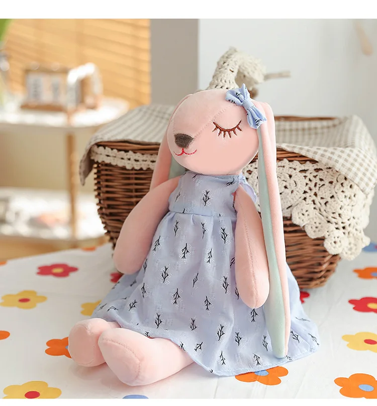 35 cm große Oster-Babyhasenfigur, rosa und blau, An'an Rabbit, beruhigende Geschenkpuppe für Kinder, Plüschtier mit superweichem Fell. – Detail 23