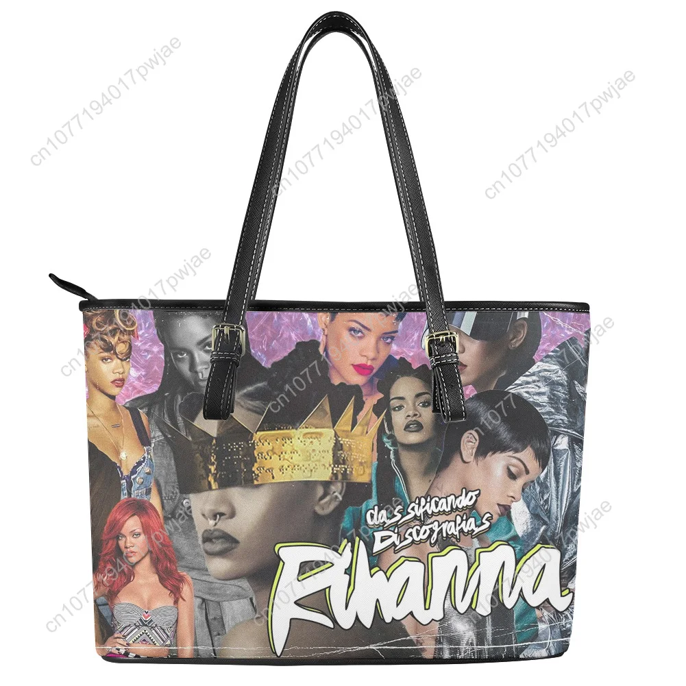 

R-Rihanna Hip-hop Rapper Custom Handbag Womens Mens Personalized Tote Bag Shoulder Bag Business Leather Purse Travel Bag Gift