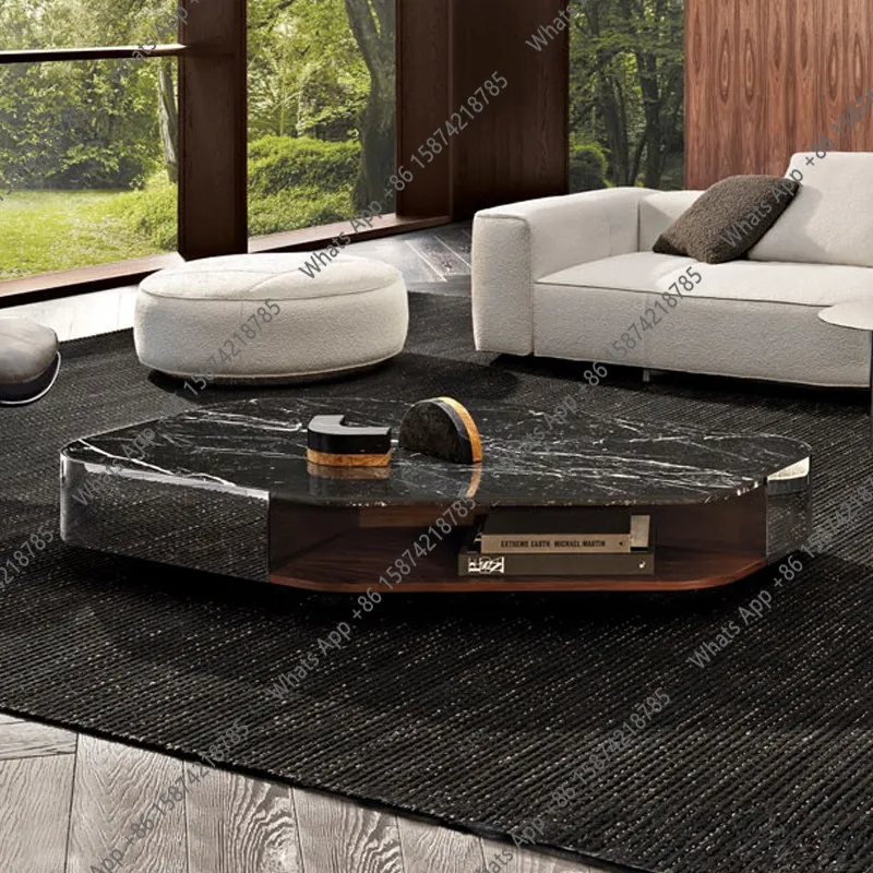 

Italian minimalist natural marble coffee table modern simple light luxury special-shaped high-end furniture can be customized