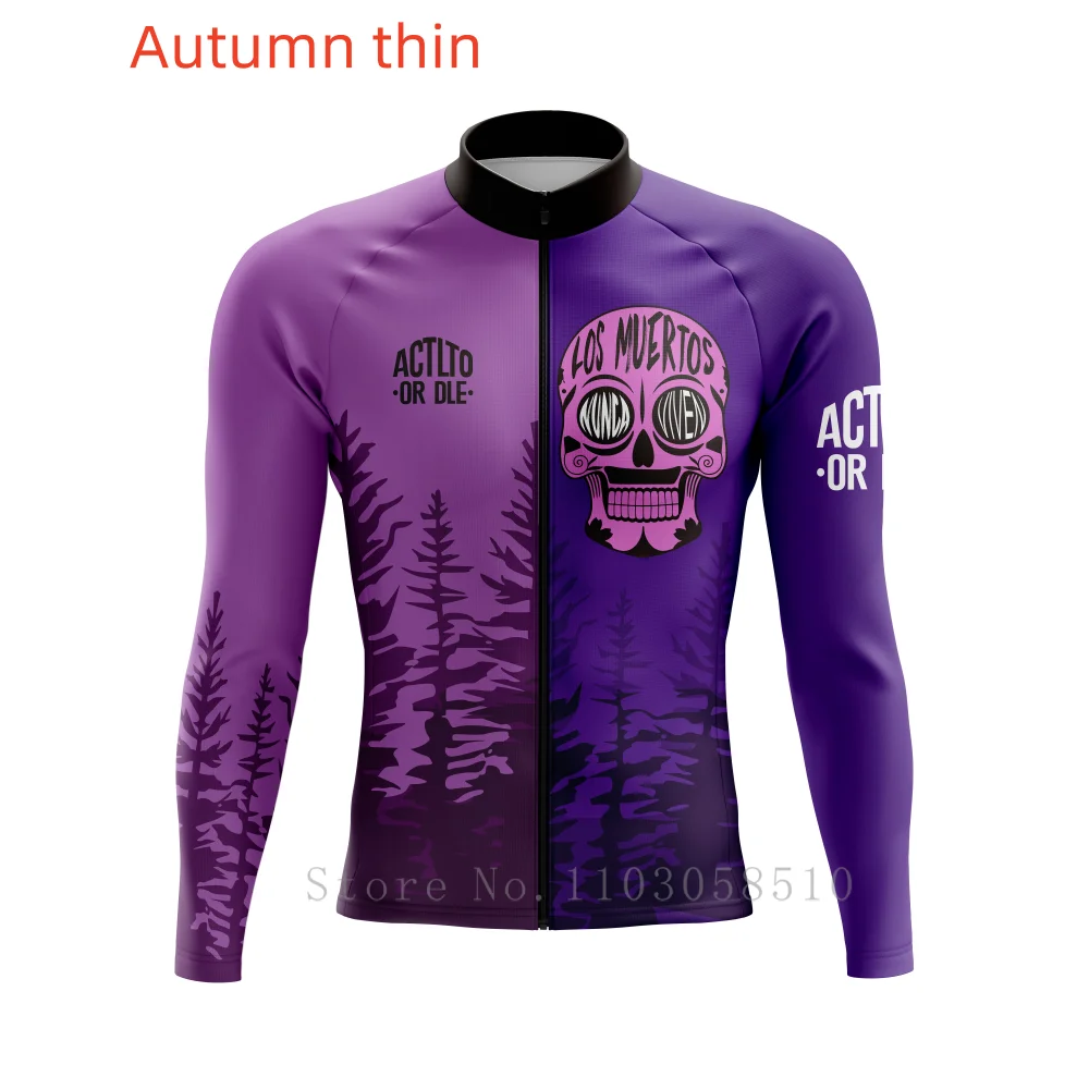 

ACTITO OR DIE Cycling Jersey Long Sleeve Men's Top Breathable Cycling Jersey Quick Dry Road Cycling Jersey with Three Pockets