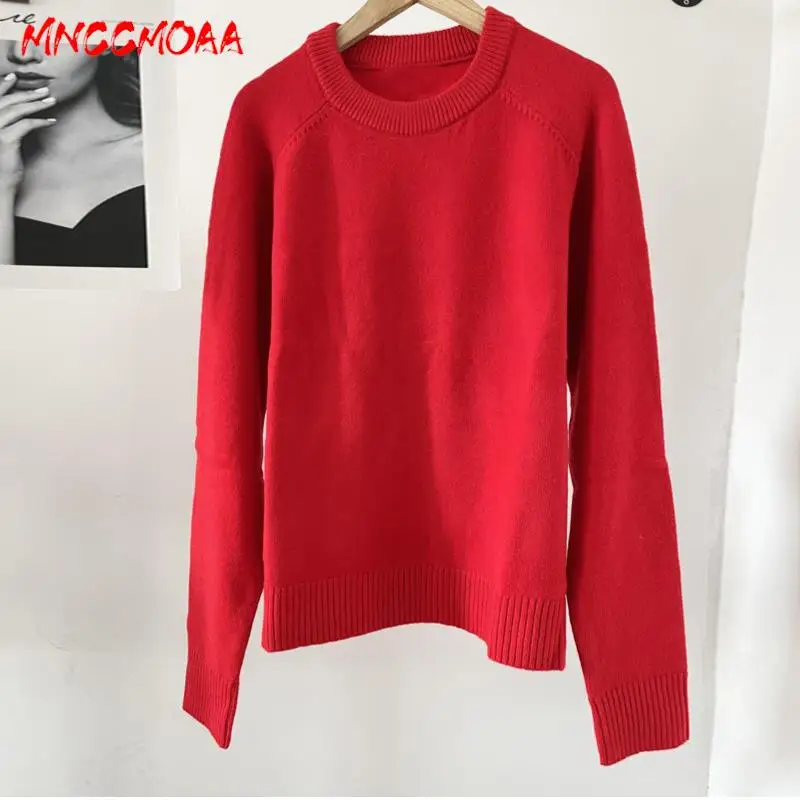 MNCCMOAA-Women\'s Loose Round Neck Knitwear Sweater, Casual Long Sleeve Tops, Pullovers, Autumn and Winter Fashion, 2024