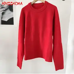 MNCCMOAA-Suéter de punto de cuello redondo suelto para mujer, Tops informales de manga larga, jerséis, moda de otoño e invierno, 2024