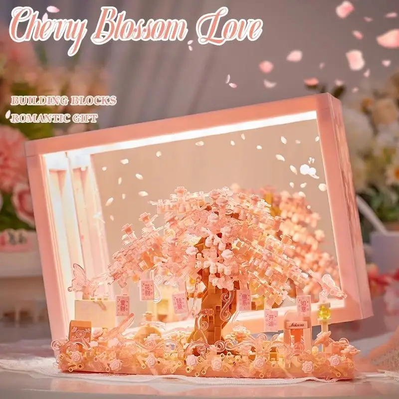 DIY لغز إطار الصورة شجرة زهر الكرز منزل بنة مجموعة الزهور الخالدة عالية القيمة هدية عيد الحب ل