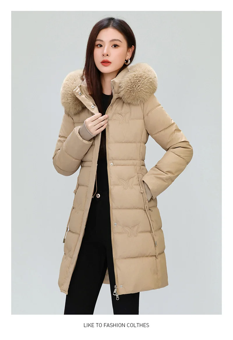 Women's Winter Parka Coat Hooded Korean Version Lady Down Cotton Jacket Warm Temperament Ladies Cotton Padded Outerwear