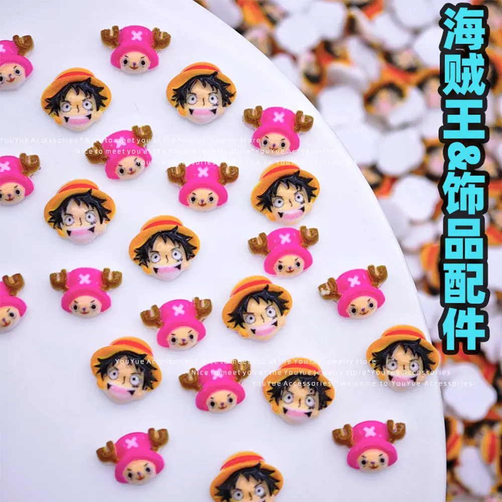 20 pièces de figurines miniatures en résine One Piece Luffy Chopper, breloques pour ongles, figurines acryliques à dos plat, décorations DIY pour artisanat