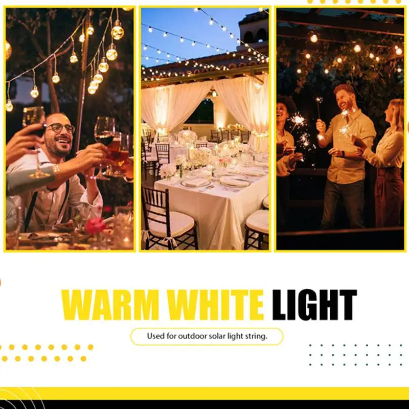 A31Z-20 Pcs G40 LED Replacement Light Bulbs E12 Screw Base Shatterproof LED Globe Bulbs For Solar String Lights Warm