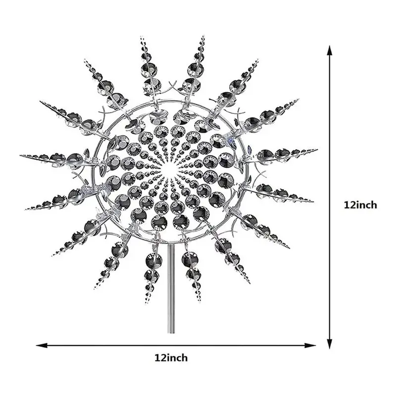 DT19 3X New Unique Magical Metal Windmill, Dandelion Fairy Wind Spinner Kinetic Sculpture for Yard Garden Lawn Decor Solar