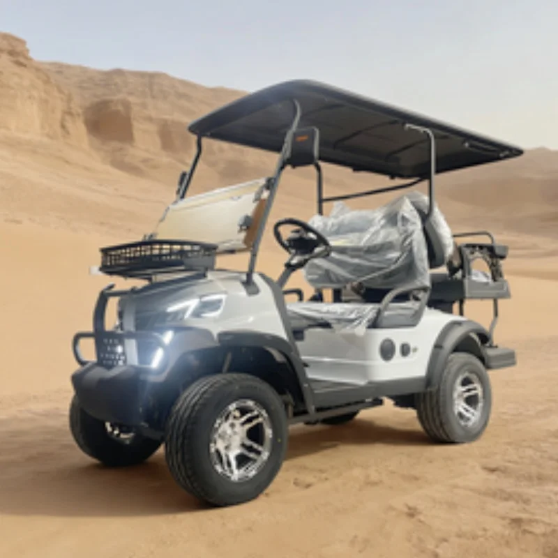 

Многофункциональный электрический гольф-кар для туристических объектов со складным ветровым стеклом, необслуживаемой свинцово-кислотной батареей и черными сиденьями премиум-класса