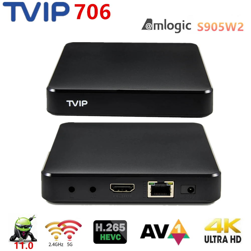 2024 New 4K H.265 Smart TV Box TVIP 706 Nordic one tv box 2GB 8GB Android 11.0+Linux 2.4/5G WIFI BT hot in Sweden Norway Finland