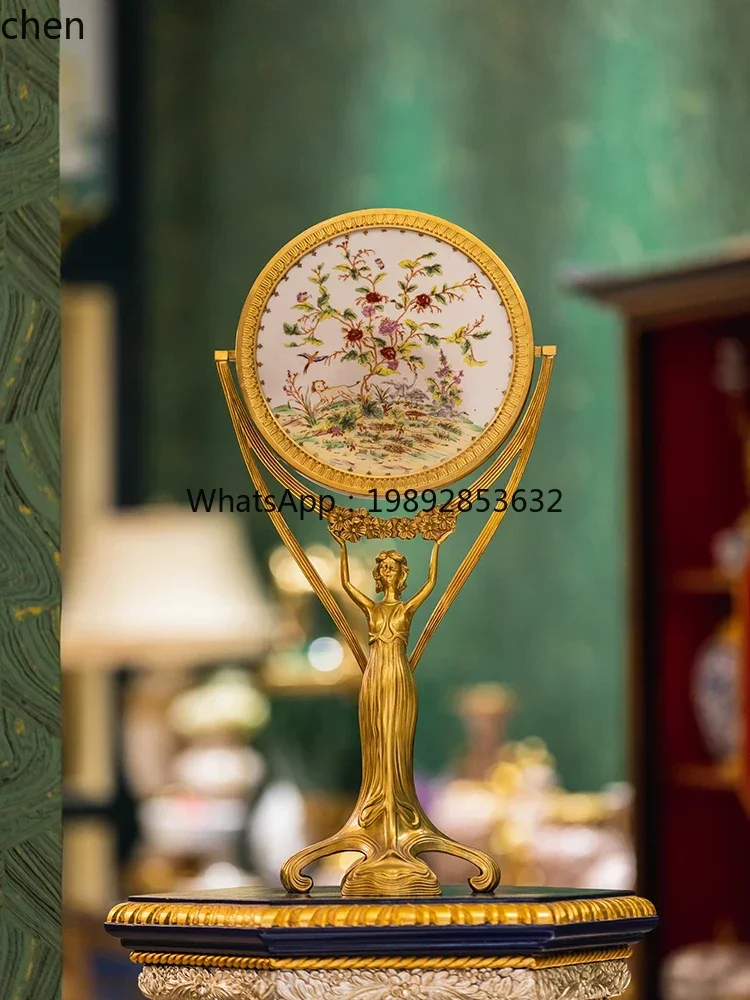 ZZ Mirror Brass Makeup Mirror Desktop Decoration Bedroom Standing Vanity Entryway Entrance