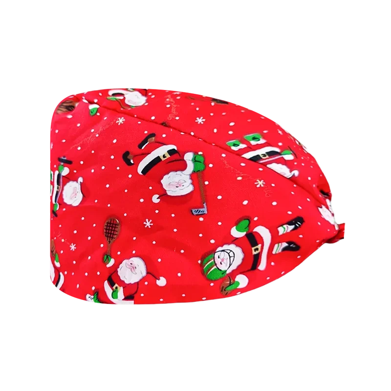 Christmas unisex scrub cap Button print Scrub Nurse uniform Accessories Pet shop Chef Lab work Surgical hospital accessories