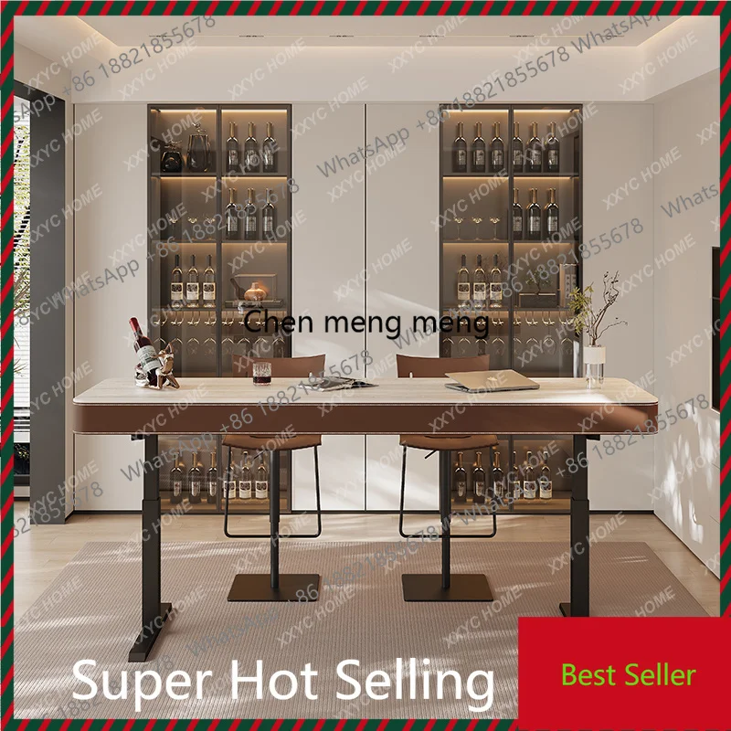 K182Travertine Slate Electric Lifting Bar Table Home Computer Desk