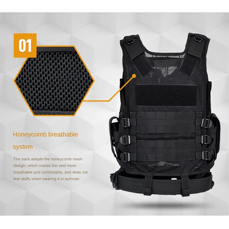 Upgraded Tactical Vest Multifunctional Stab Resistant Clothing Mesh Breathable CS Fans Outdoor Safety Bulletproof Training Vest