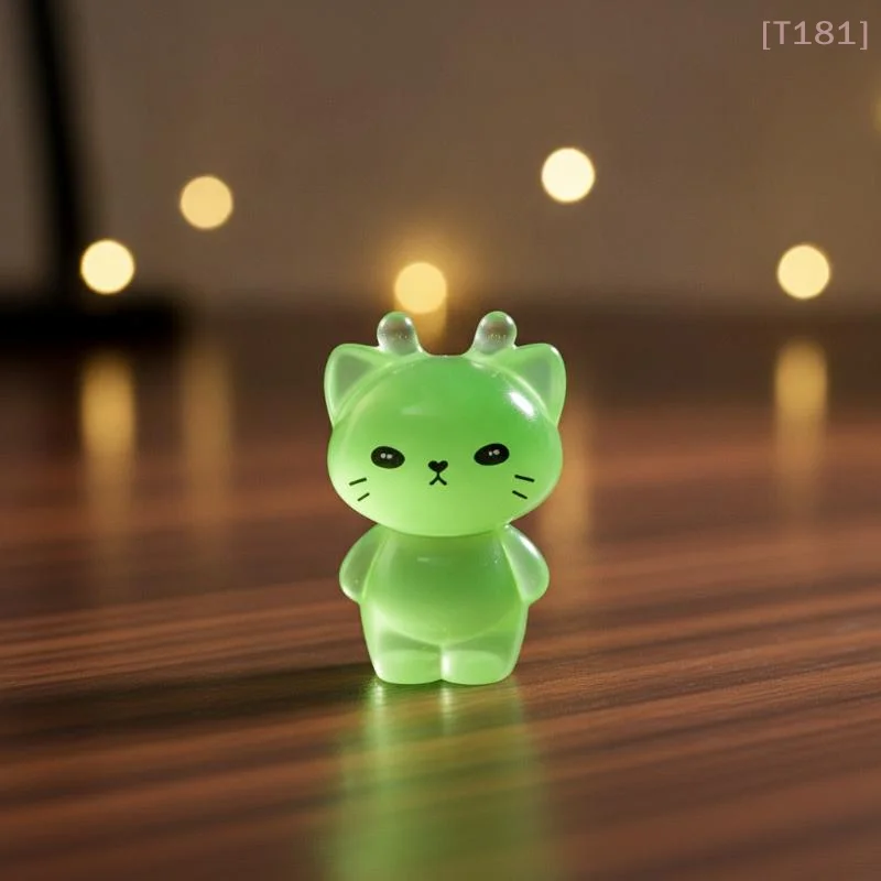10pcs Glow In The Dark Cat Duck Mini Resin Figurines Micro Landscape Desktop Ornaments Party Gifts Home Decoration DIY Crafts