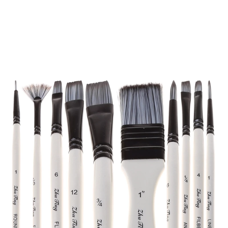 10Pcs Nylon Haar Kunst Malerei Pinsel Set Acryl Öl Aquarell Künstler Pinsel Set Zeichnung Liefert