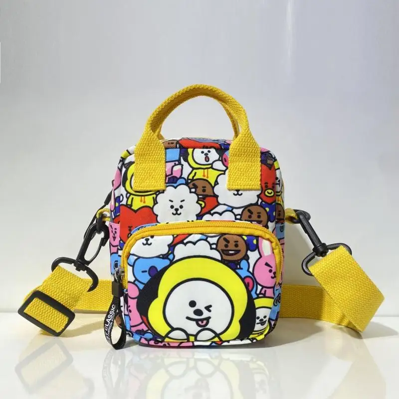 Anime Cartoon Bt21 Chimmy Tata Cooky Canvas Crossbody Single Fashion New Shoulder Bag Travel Shoulder Bag Mobile Phone Bag Gifts