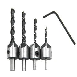 4pcs Three Pointed Woodworking Counterbore Drill 3-6mm Reaming Drill Screw Chamfering Drill Bit Hole Opener Tool Set