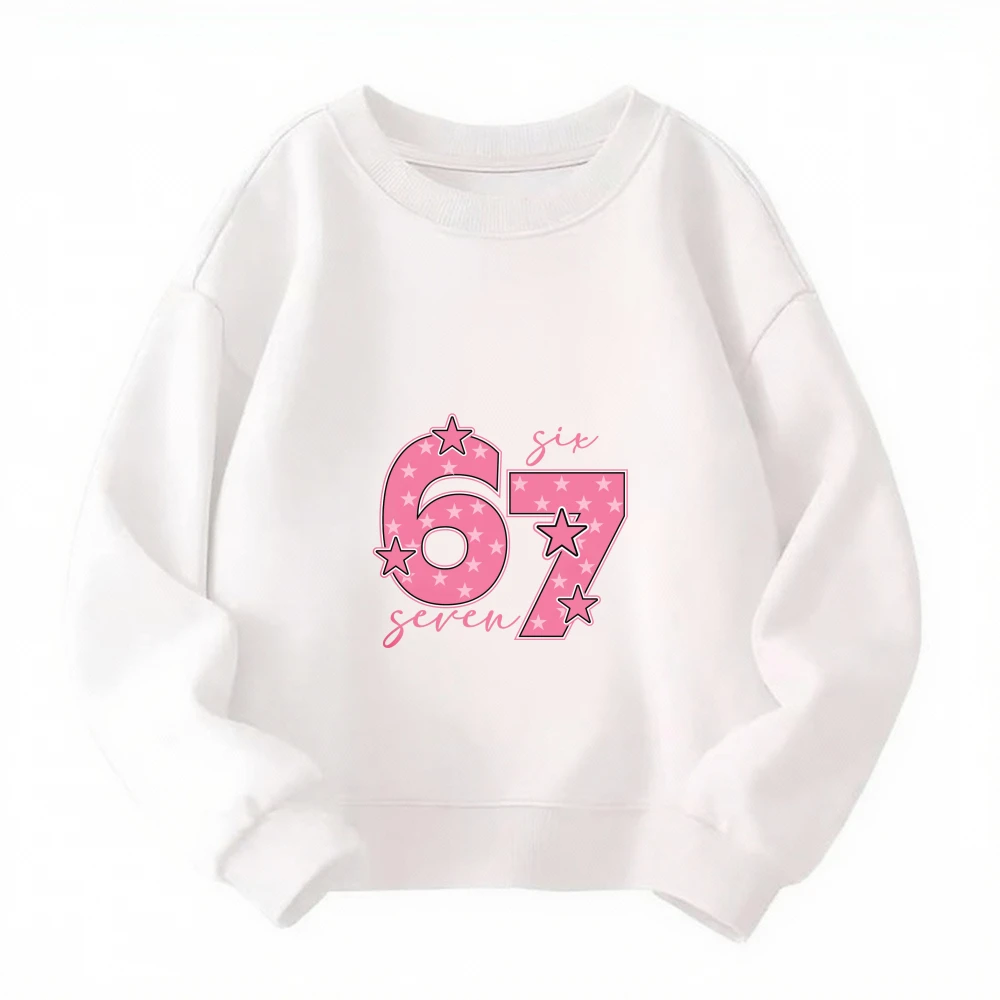 

67 Young and Trendy Culture White Sweatshirt 100% Cotton Hoodie, Child Dress Durable Not Fade A Birhtday Gift for Boys Girls