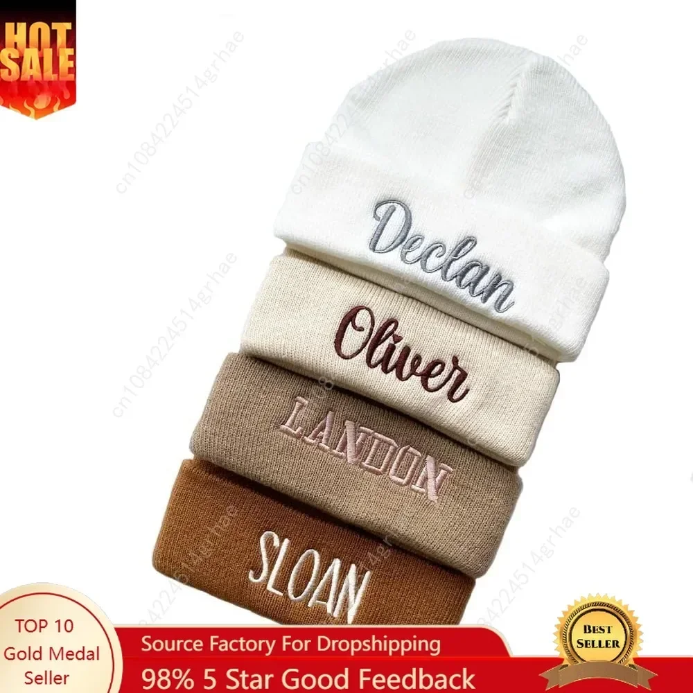 

Embroidered Name Newborn Beanie Hat, Custom Warm Newborn Hats, Personalized Knit Hats for Adualt