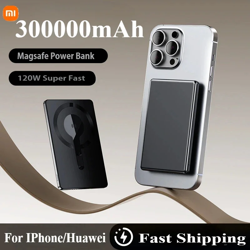 Xiaomi 300000mAh Aluminum Alloy Ultra-thin Power Bank Fast Charging 120W Battery Charger for iPhone Samsung Huawei