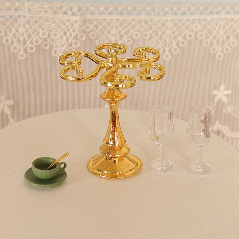 Doll House Mini European Style Tall Glass Stand Wine Glass Stand Model Doll House Home Scene Decoration