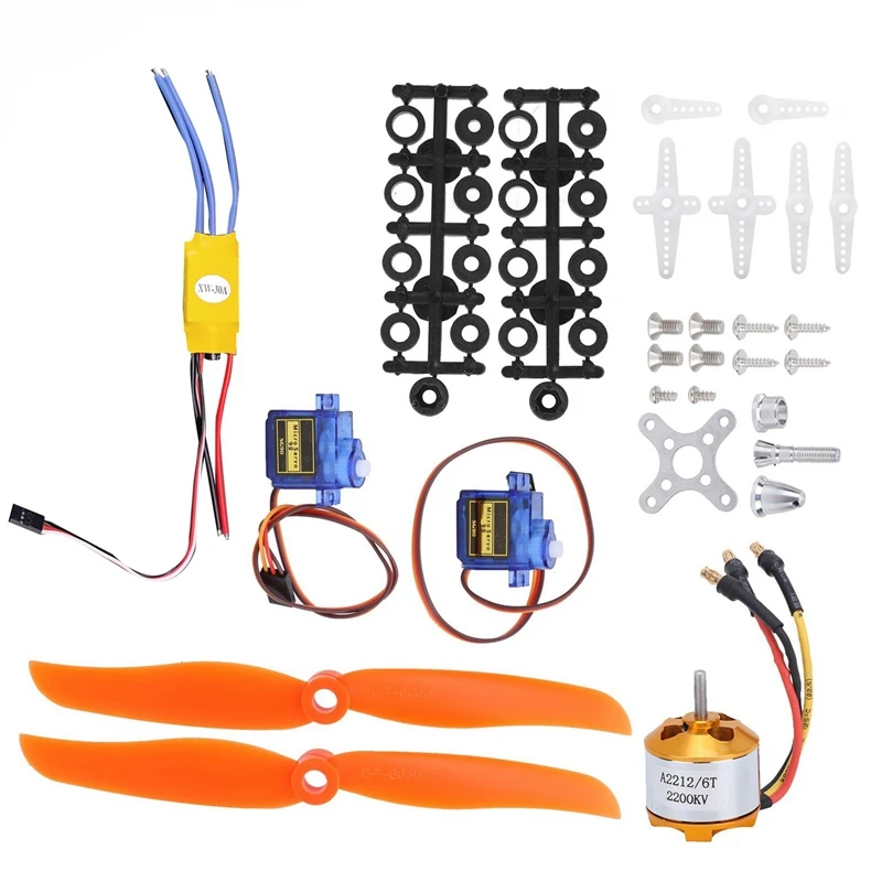 

SG90 Servo 2212 KV2200 Brushless Motor 30A ESC 6035 Propeller Accessory Electric Motor Kit As Shown For Rc Airplane Motor