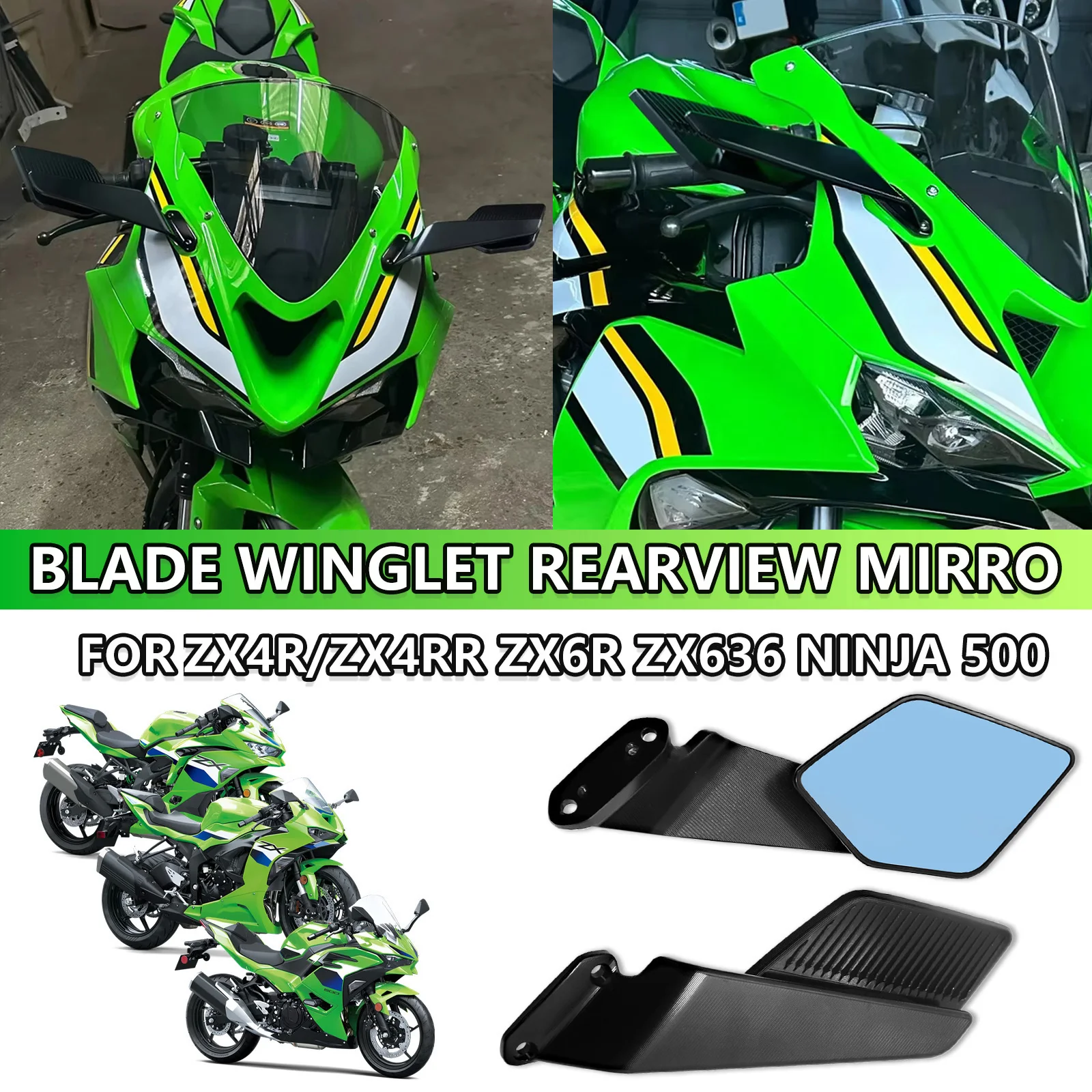 

Rearview Mirror Stealth Sport Winglet Mirror Kits Adjustable Blade Rearview Mirrors For Ninja ZX4R ZX4RR ZX6R Ninja 636 NINJA500