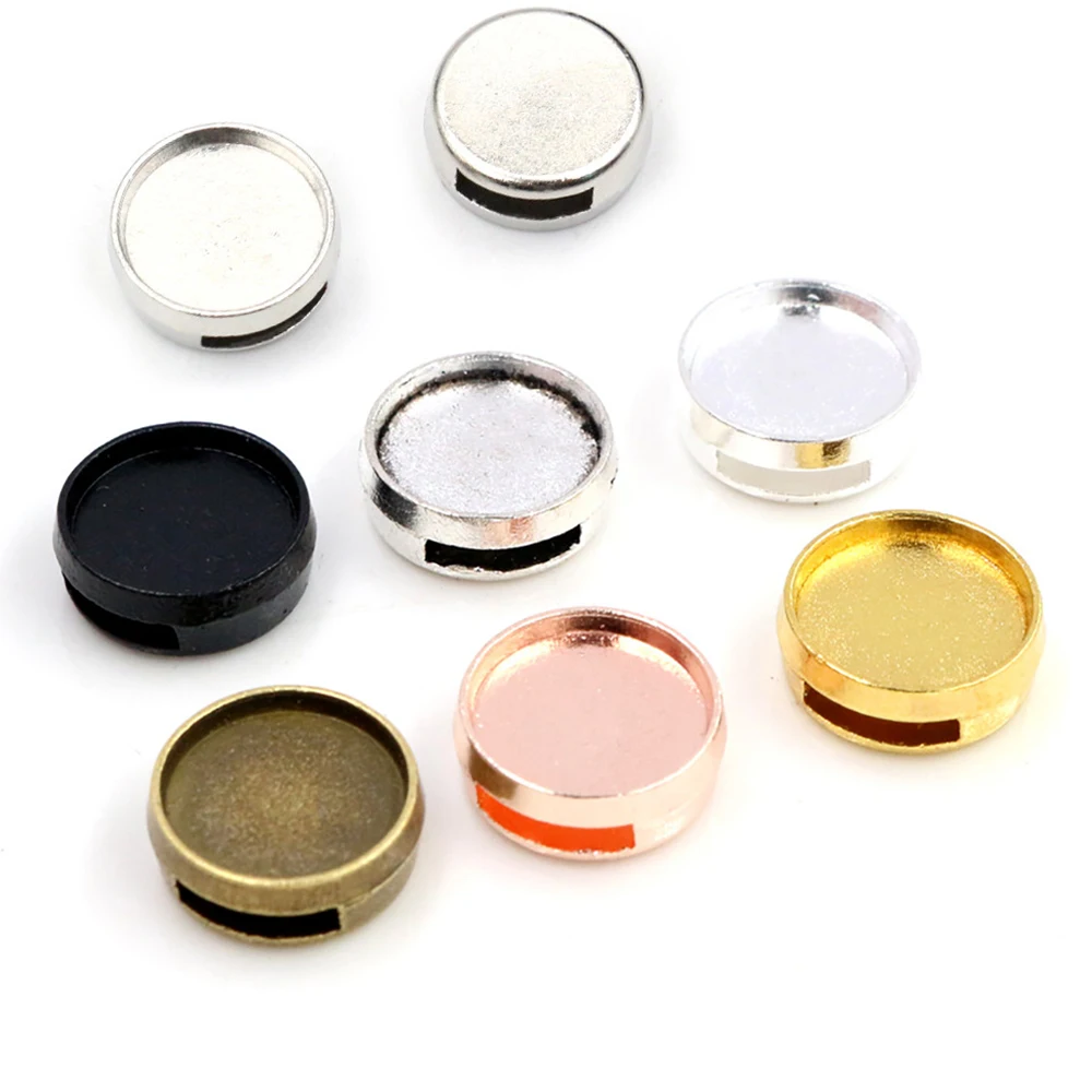 20pcs 12mm Inner Size 6 Colors Fashion Style Cabochon Base Cameo Setting Charms Pendant For 8mm Leather Bracelet