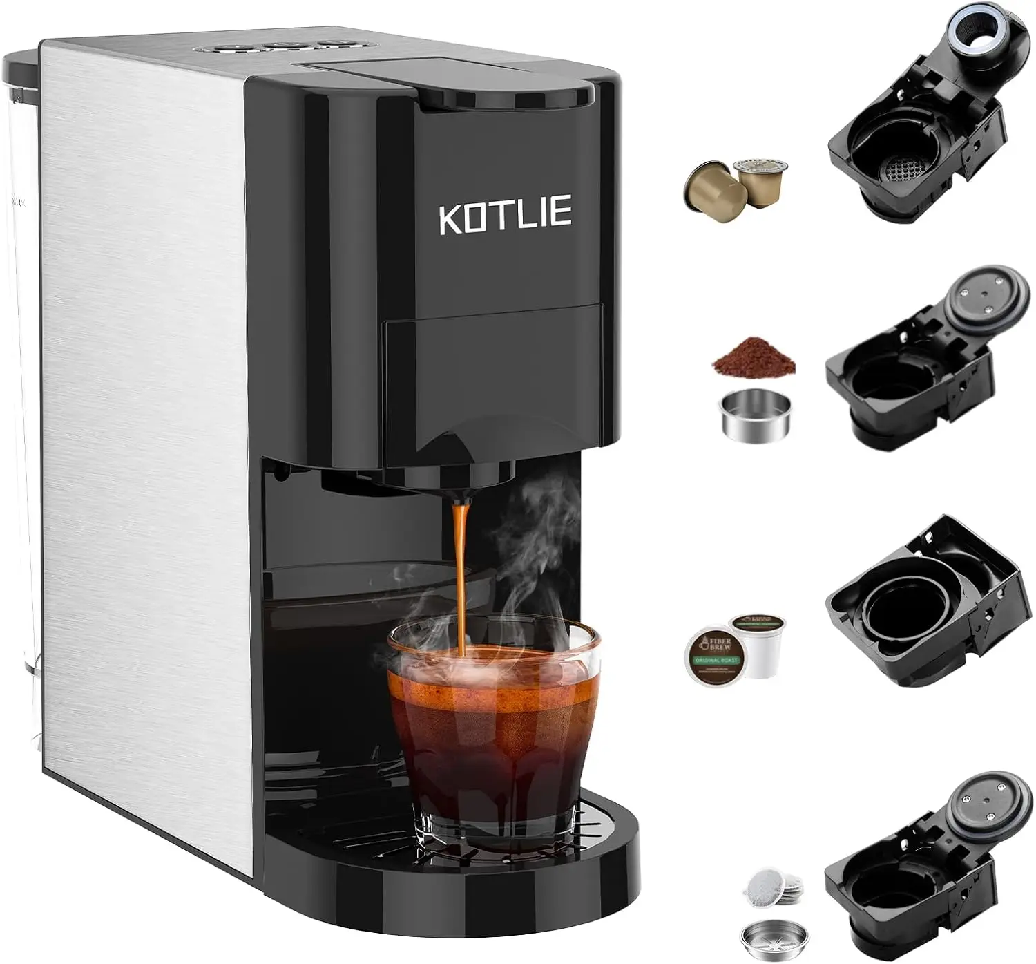 

Coffee Maker,Set Volume Freely,Single Serve Coffee Maker for Nespresso original/K cups/L'OR/Ground Coffee/illy Coffee Machine