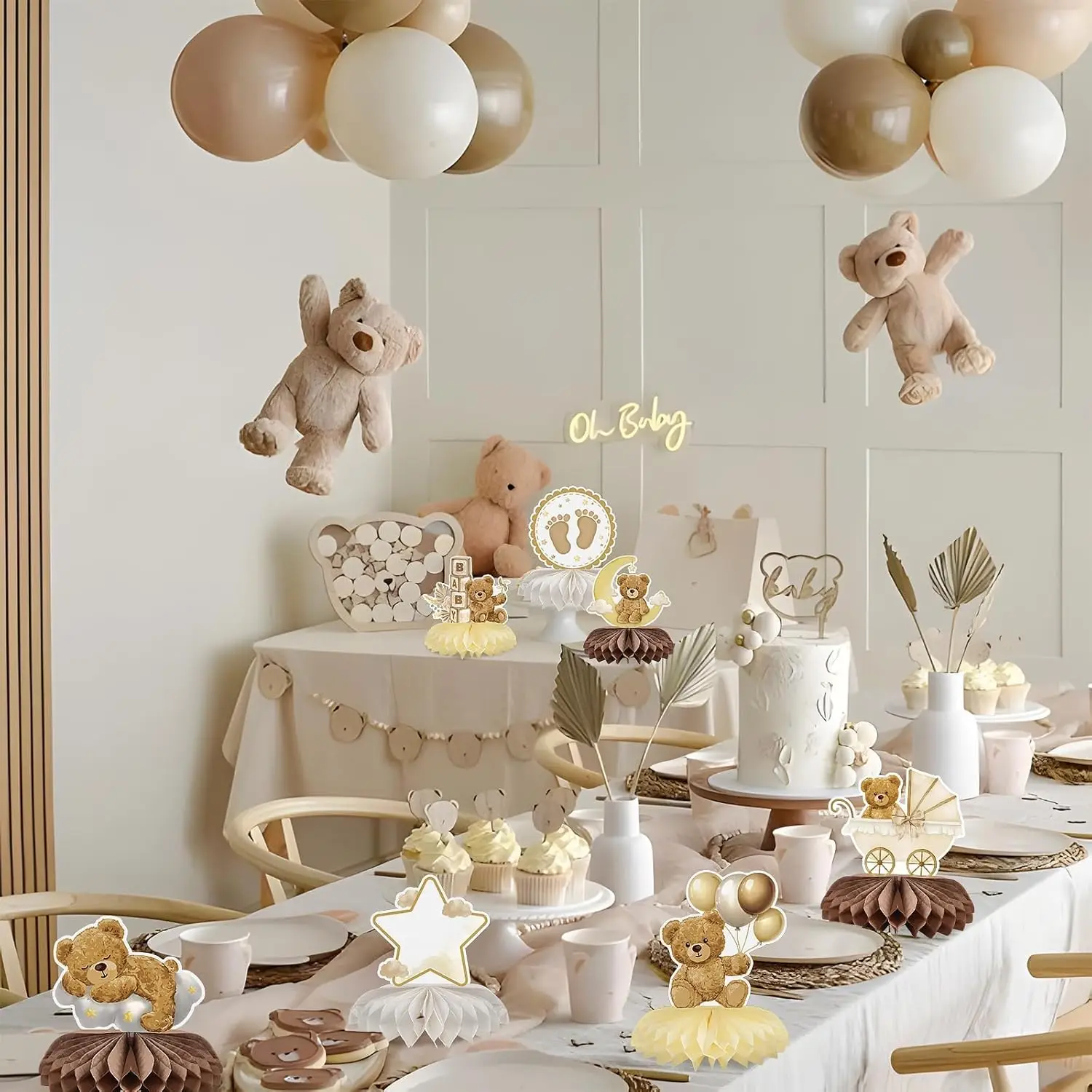 9 Stück Bären-Babyparty-Dekorationen, Mittelstücke, „Wir Can Bearly Wait“-Babyparty-Dekorationen, Geschlecht offenbaren Tischdekorationen – Detail 5