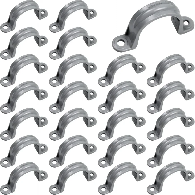 25 Stück 1 Zoll PVC-Rohrgurte, Kunststoff-Rohrschellen, 2 Löcher Rohrstützhalterungen, elektrische Leitung, Schlauch