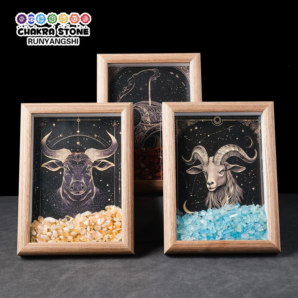 1PC Natural Twelve Constellations Style Photo Frame Desktop Ornaments Home Decor Bedroom Decorative Halloween Christmas Gift