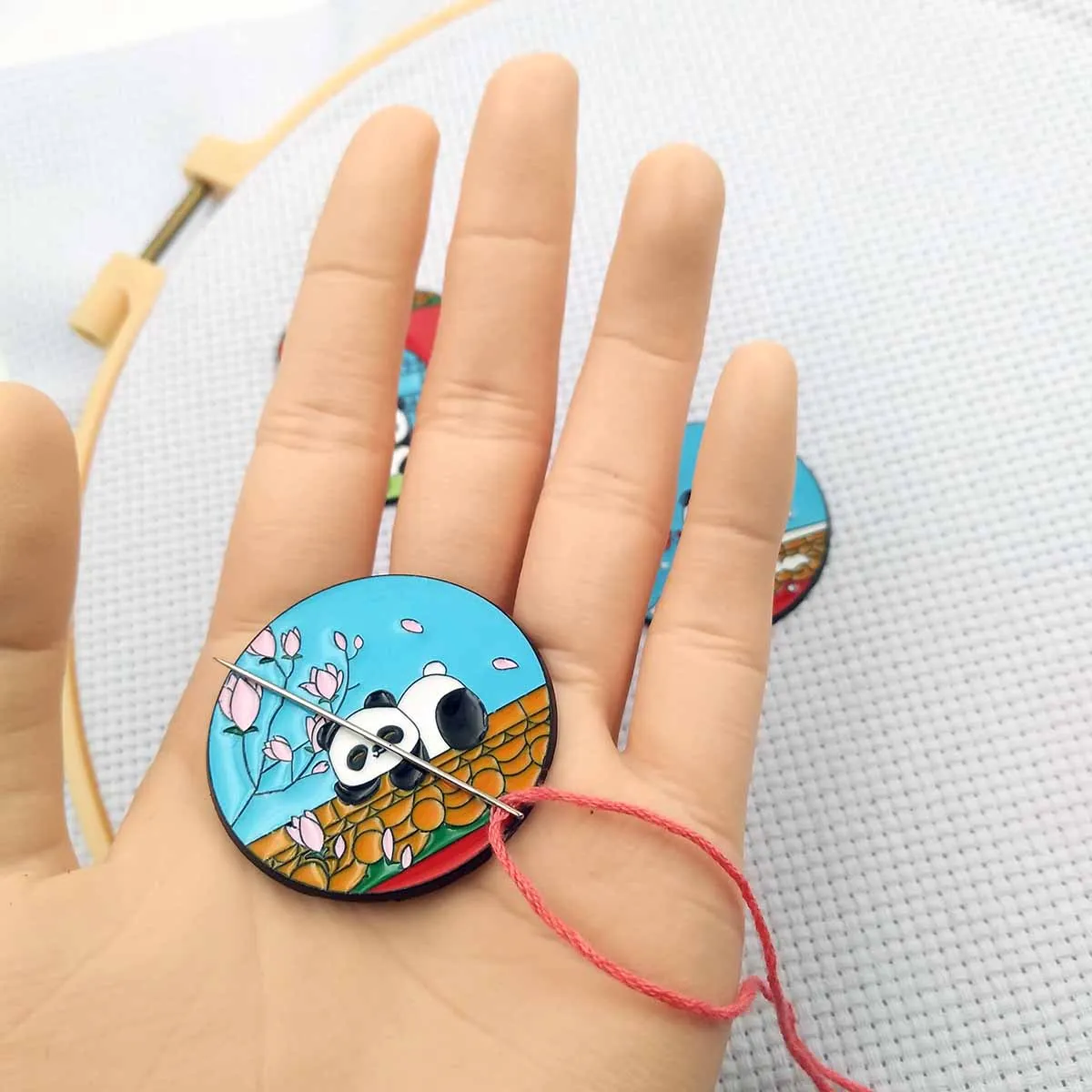 Cute Panda Magnetic Needle Minder for Cross Stitch, Embroidery Supplies, Sewing Needle Arts Accessories, Needlework Tools